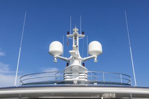 Communication antennas with navigation equipment